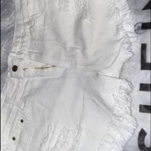 White Shein Ripped Shorts